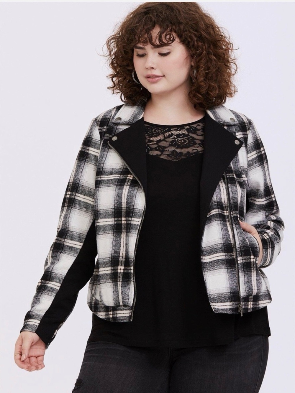 EUC torrid Flannel Moto Jacket
